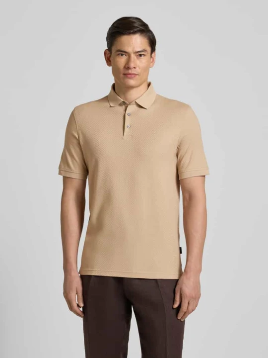 Zdjęcie produktu Koszulka polo o kroju slim fit z fakturowanym wzorem Bugatti Koniakowy