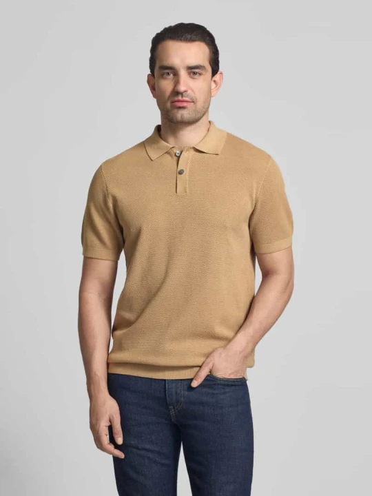 Zdjęcie produktu Koszulka polo o kroju slim fit z fakturowanym wzorem Christian Berg Piaskowy