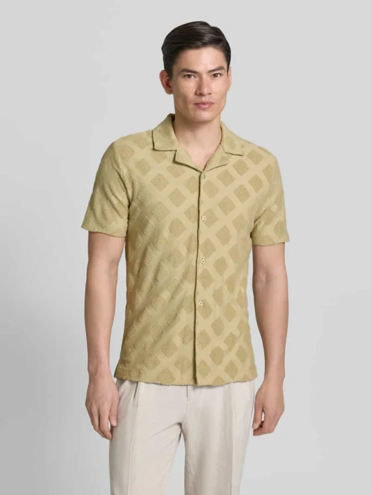 Zdjęcie produktu Koszulka polo o kroju slim fit z fakturowanym wzorem FYNCH-HATTON Jasnozielony