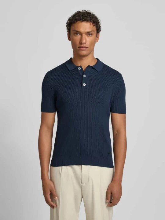 Zdjęcie produktu Koszulka polo o kroju slim fit z fakturowanym wzorem JOOP! Granatowy