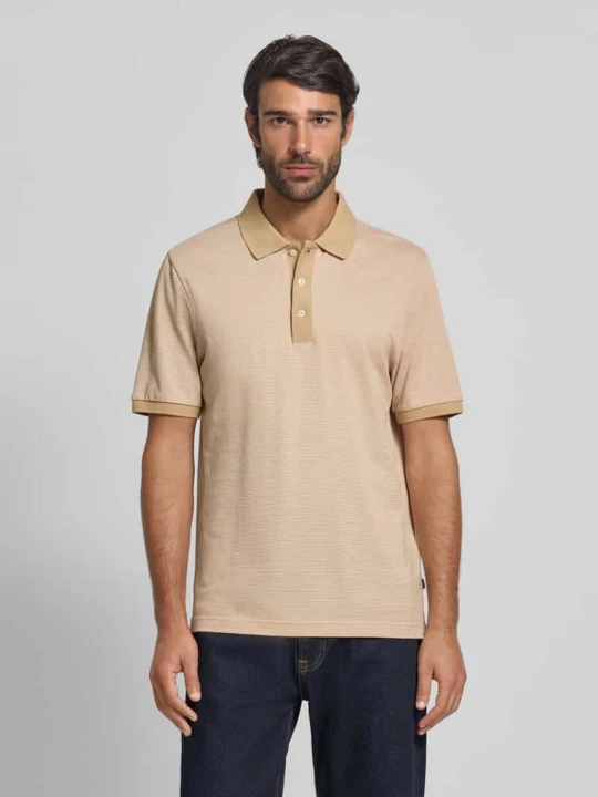 Zdjęcie produktu Koszulka polo o kroju slim fit z fakturowanym wzorem Maerz Muenchen Piaskowy