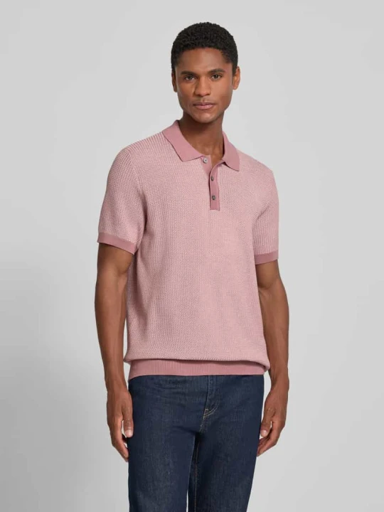 Zdjęcie produktu koszulka polo o kroju slim fit z fakturowanym wzorem model 'Brianoro' JOOP! Różowy