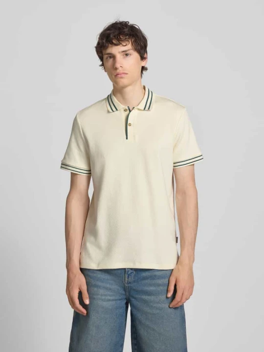 Zdjęcie produktu Koszulka polo o kroju slim fit z fakturowanym wzorem model 'FABLE' Blend Złamany biały