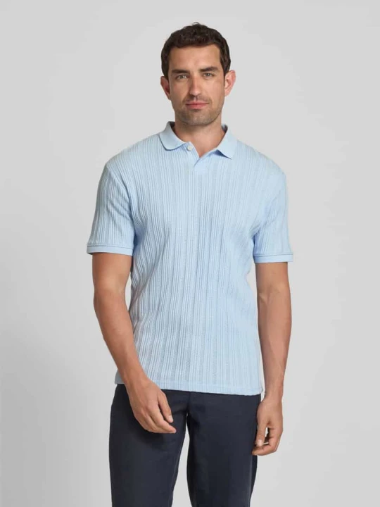 Zdjęcie produktu Koszulka polo o kroju slim fit z fakturowanym wzorem model ‘JADEN’ Selected Homme Błękitno-niebieski