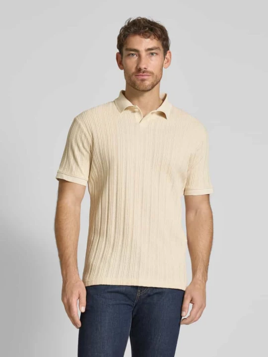 Zdjęcie produktu Koszulka polo o kroju slim fit z fakturowanym wzorem model ‘JADEN’ Selected Homme Piaskowy