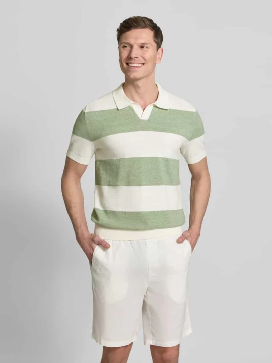Zdjęcie produktu Polówka krój slim fit z mieszanki bawełny o wyglądzie dzianiny OLYMP Level 5 Miętowy