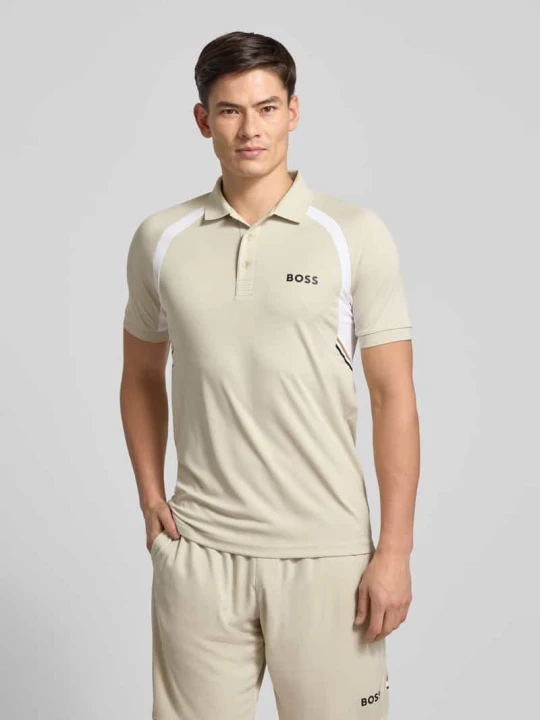 Zdjęcie produktu Koszulka polo o kroju slim fit z krótką listwą guzikową model ‘PL_TOC SPIN CB’ Boss Beżowy