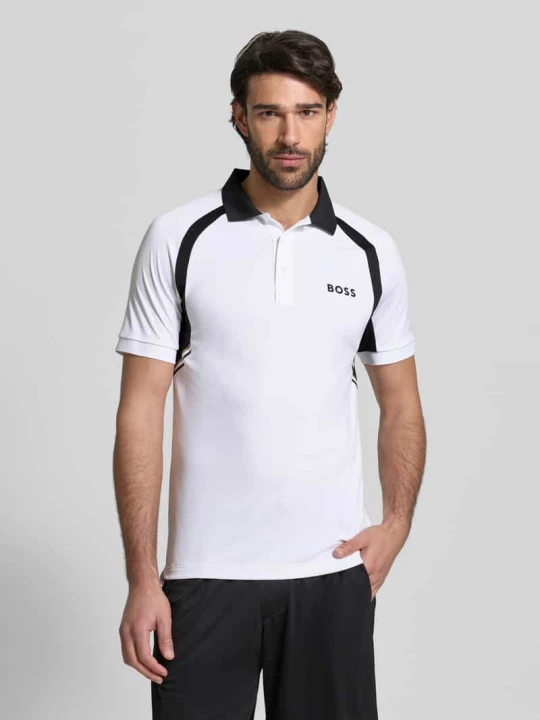 Zdjęcie produktu Koszulka polo o kroju slim fit z krótką listwą guzikową model ‘PL_TOC SPIN CB’ Boss Biały