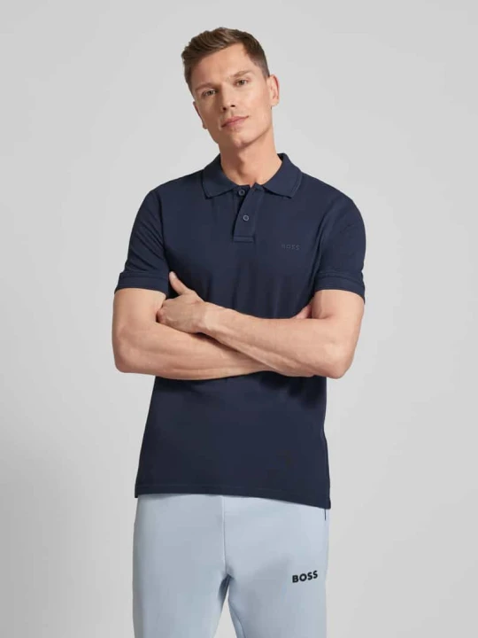 Zdjęcie produktu Koszulka polo o kroju slim fit z krótką listwą guzikową model ‘Prime’ Boss Granatowy