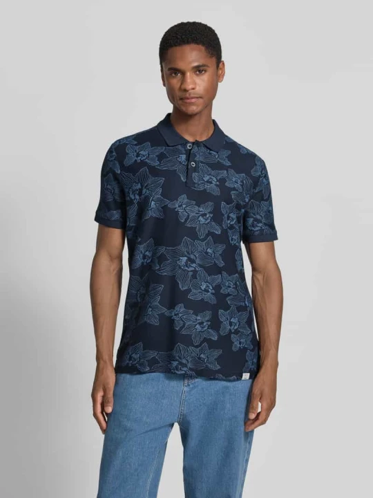 Zdjęcie produktu Koszulka polo o kroju slim fit z kwiatowym nadrukiem allover Lerros Granatowy