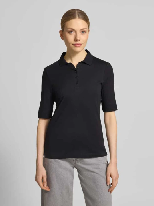 Zdjęcie produktu Koszulka polo o kroju slim fit z listwą guzikową i rękawem o dł. 1/2 Christian Berg Czarny