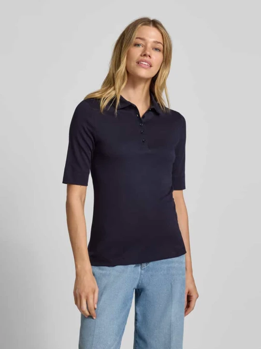 Zdjęcie produktu Koszulka polo o kroju slim fit z listwą guzikową i rękawem o dł. 1 / 2 Christian Berg Ciemnoniebieski