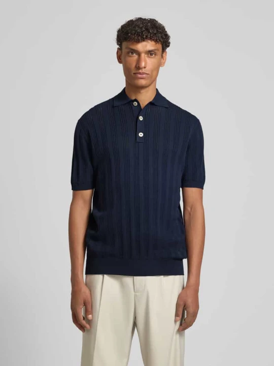 Zdjęcie produktu Koszulka polo o kroju slim fit z listwą guzikową Manuel Ritz Granatowy