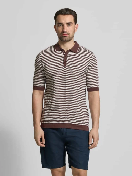Zdjęcie produktu koszulka polo o kroju slim fit z listwą guzikową model 'FLAVIEN' CINQUE Śliwkowy