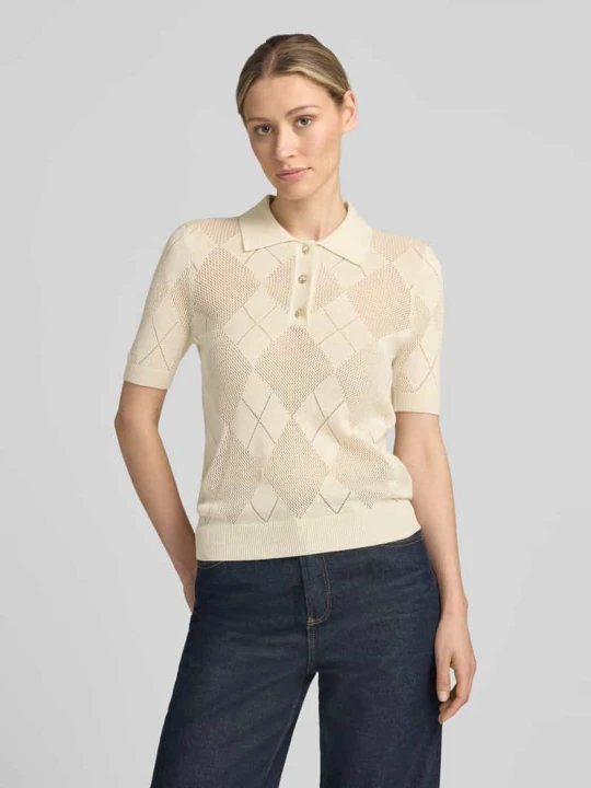 Zdjęcie produktu koszulka polo o kroju slim fit z listwą guzikową model 'MELODY' Guess Écru