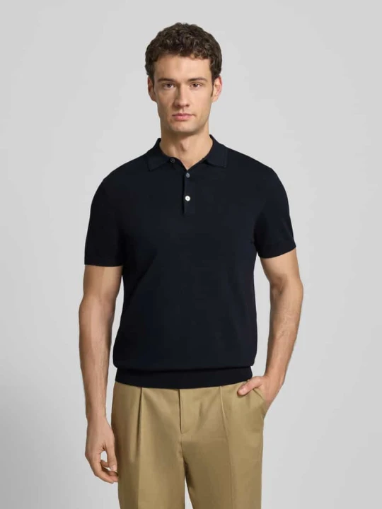 Zdjęcie produktu Koszulka polo o kroju slim fit z mieszanki lyocellu z dodatkiem jedwabiu Profuomo Granatowy