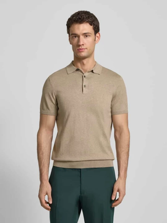 Zdjęcie produktu Koszulka polo o kroju slim fit z mieszanki lyocellu z dodatkiem jedwabiu Profuomo Beżowy