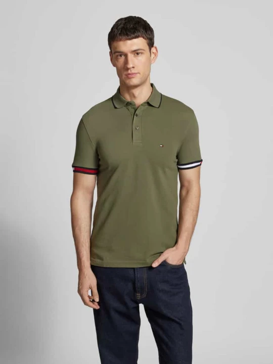 Zdjęcie produktu Koszulka polo o kroju slim fit z mieszanki bawełny i elastanu Tommy Hilfiger Oliwkowy