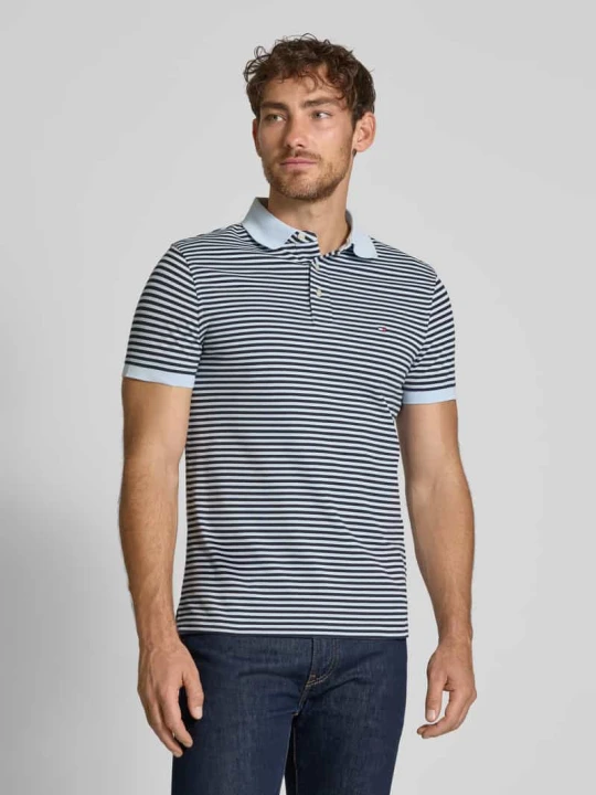 Zdjęcie produktu Koszulka polo o kroju slim fit z mieszanki bawełny i elastanu Tommy Hilfiger Jasnoniebieski