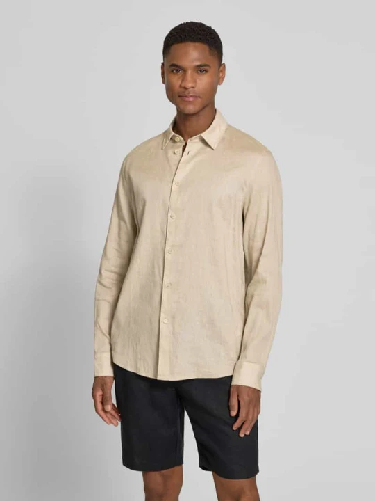 Zdjęcie produktu Koszula casualowa z mieszanki lnu i bawełny o kroju slim fit model 'RAMIS' Drykorn Beżowy