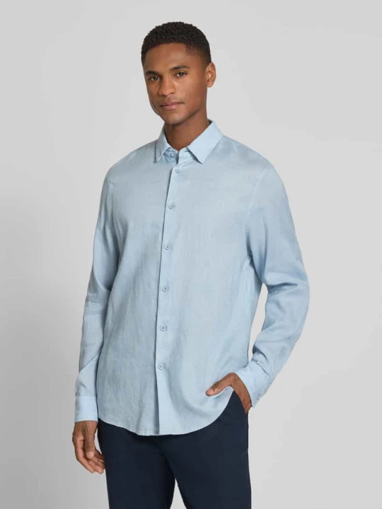 Zdjęcie produktu Koszula casualowa z mieszanki lnu i bawełny o kroju slim fit model 'RAMIS' Drykorn Jasnoniebieski