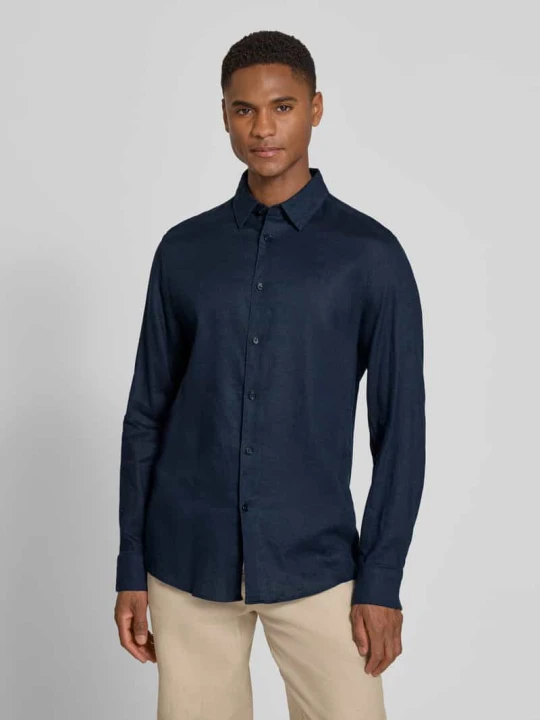 Zdjęcie produktu Koszula casualowa z mieszanki lnu i bawełny o kroju slim fit model 'RAMIS' Drykorn Ciemnoniebieski