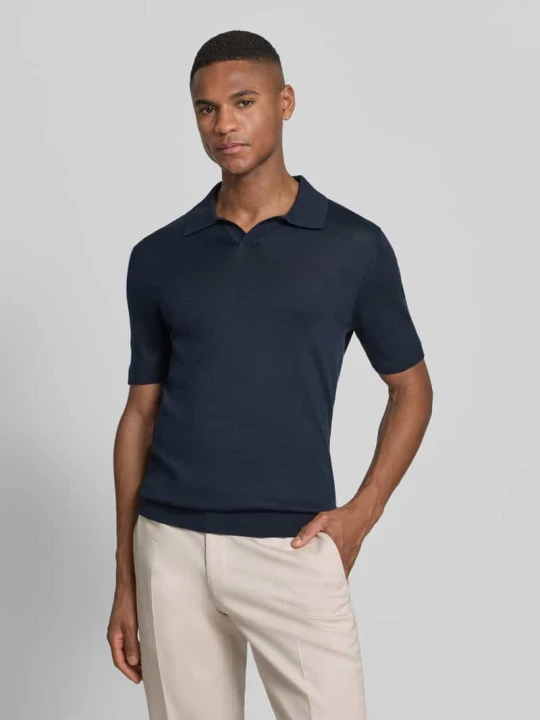 Zdjęcie produktu Koszulka polo o kroju slim fit z mieszanki lyocellu i bawełny OLYMP Level 5 Granatowy