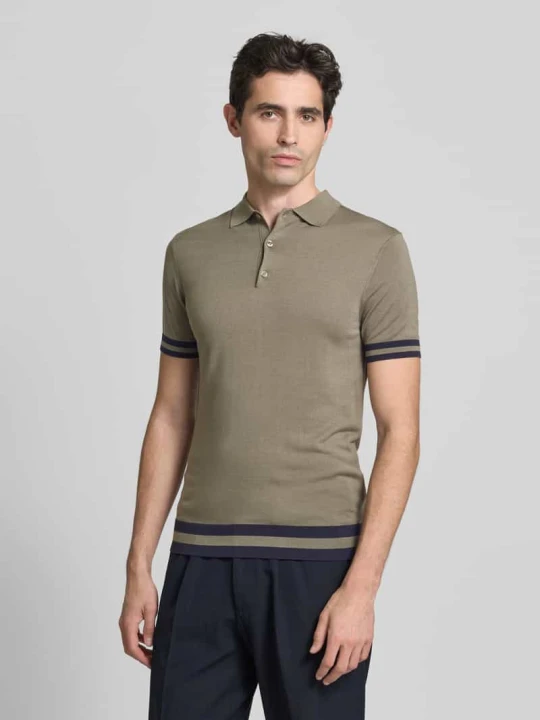 Zdjęcie produktu Koszulka polo o kroju slim fit z mieszanki lyocellu i jedwabiu Guess Oliwkowy