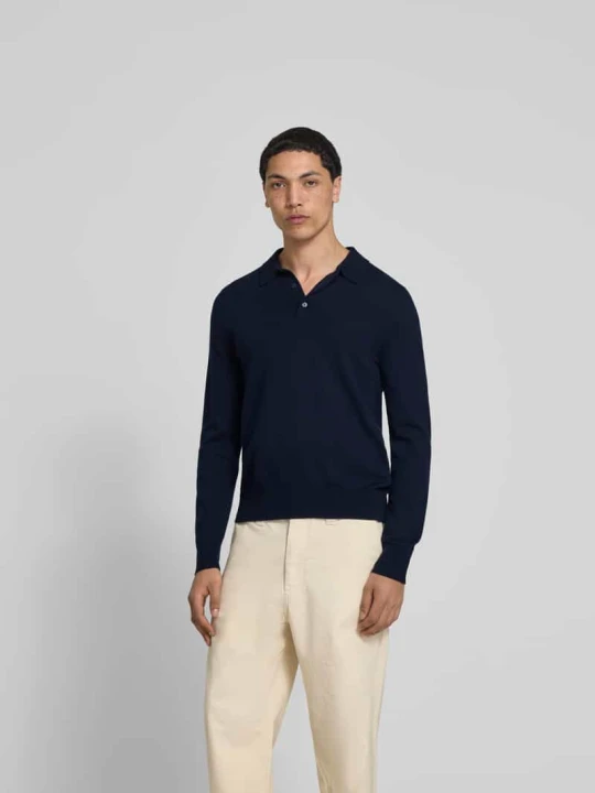 Zdjęcie produktu Koszulka polo Slim w kroju slim fit z mieszanki wełny Filippa K Ciemnoniebieski