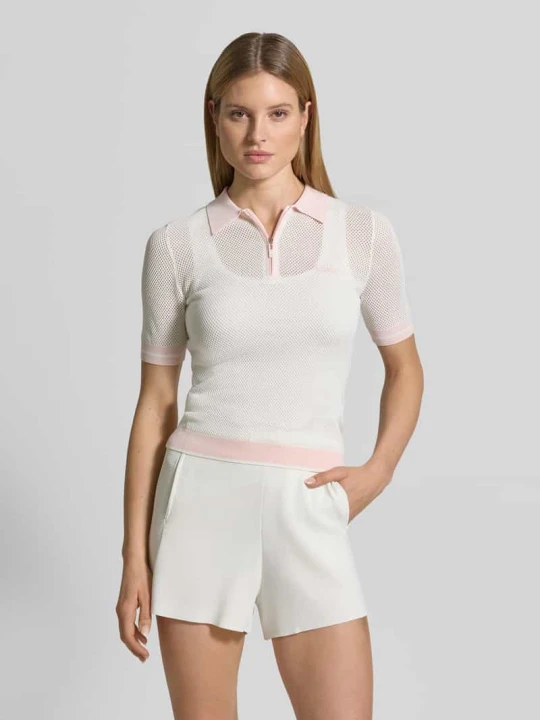 Zdjęcie produktu Koszulka polo o kroju slim fit z mieszanki wiskozy model 'GABRY' Guess Złamany biały