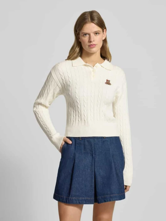 Zdjęcie produktu Koszulka polo o kroju slim fit z Mieszanka wiskozy Model 'KATIA' Only Złamany biały melanż