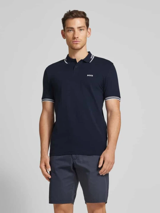 Zdjęcie produktu Koszulka polo o kroju slim fit z nadrukiem z logo model ‘Paul’ Boss Granatowy