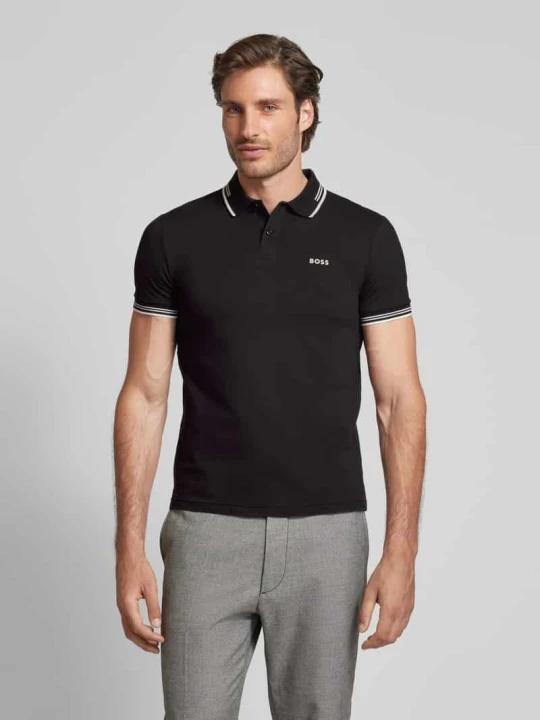 Zdjęcie produktu Koszulka polo o kroju slim fit z nadrukiem z logo model ‘Paul’ Boss Czarny