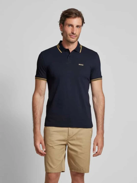 Zdjęcie produktu Koszulka polo o kroju slim fit z nadrukiem z logo model ‘Paul’ Boss Granatowy