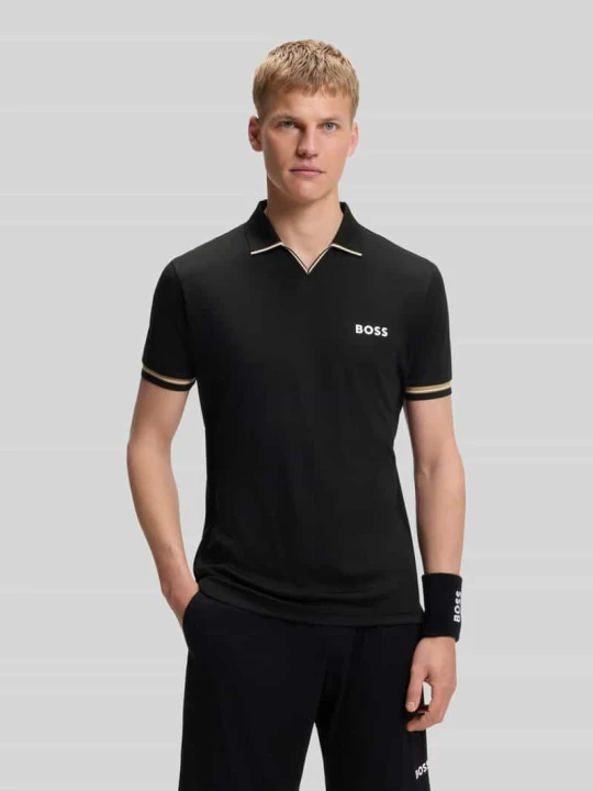 Zdjęcie produktu Koszulka polo o kroju slim fit z nadrukiem z logo model 'PL_TOC SERVE 2' Boss Czarny