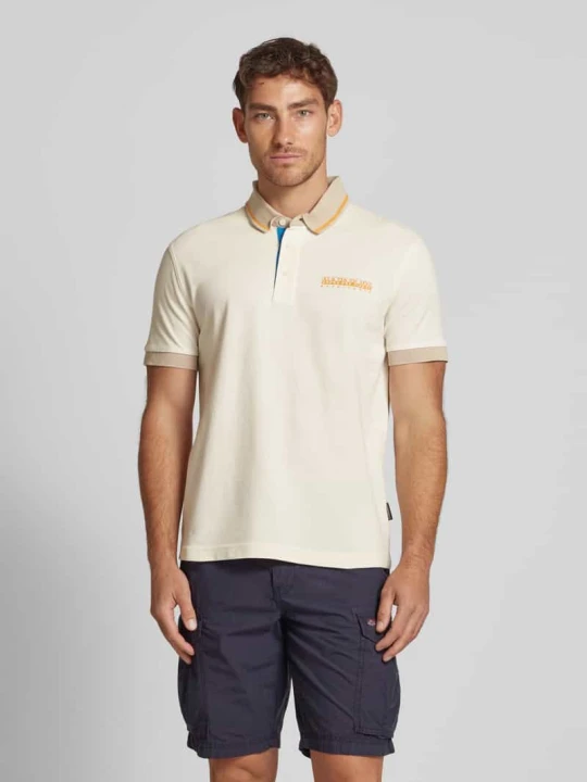 Zdjęcie produktu Koszulka polo o kroju slim fit z nadrukiem z logo Napapijri Biały