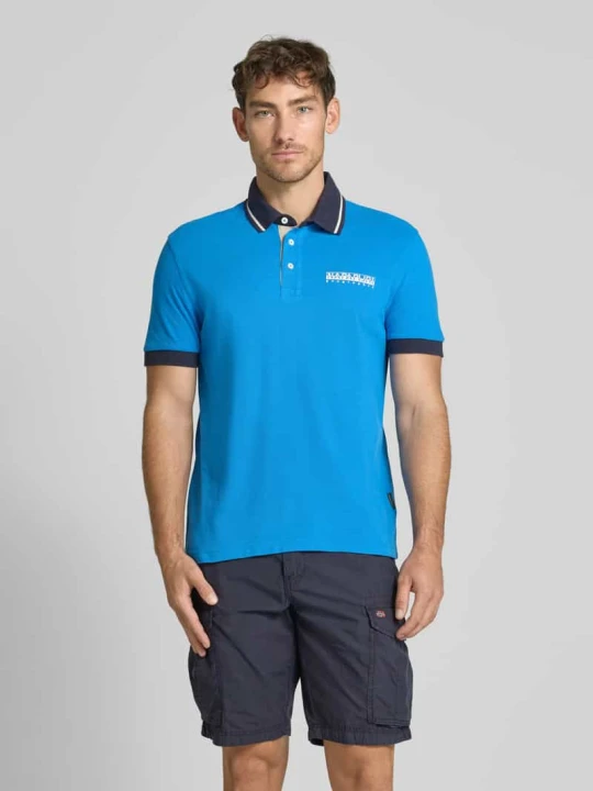 Zdjęcie produktu Koszulka polo o kroju slim fit z nadrukiem z logo Napapijri Królewski niebieski