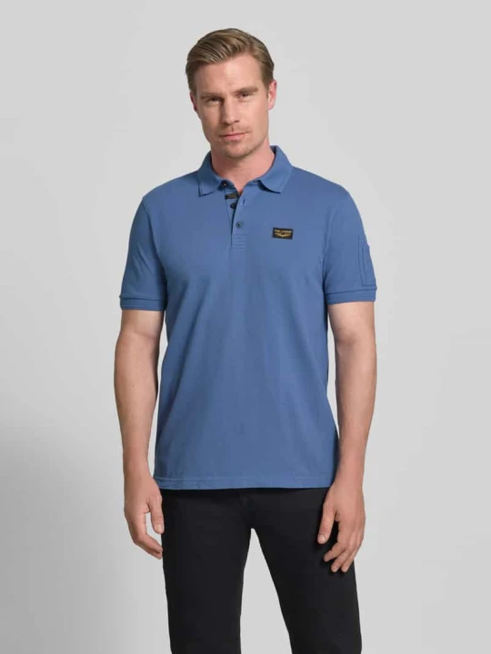Zdjęcie produktu koszulka polo o kroju slim fit z naszywką z logo PME Legend Jeansowy niebieski