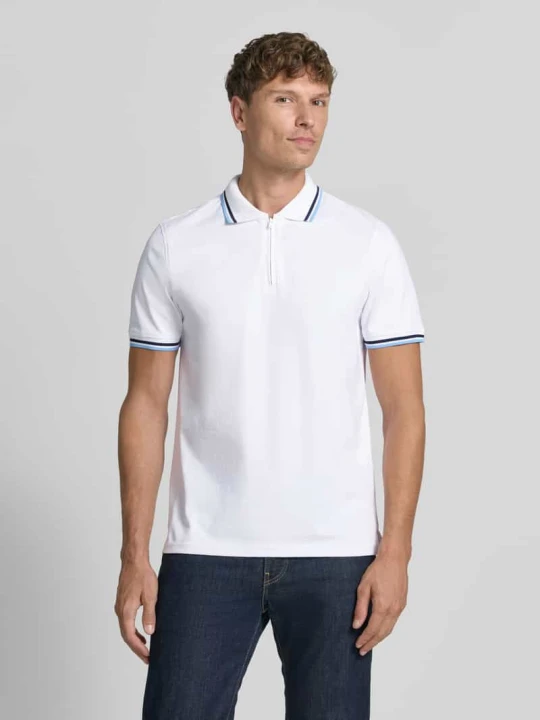 Zdjęcie produktu koszulka polo o kroju slim fit z paskami w kontrastowym kolorze i zamkiem błyskawicznym MCNEAL