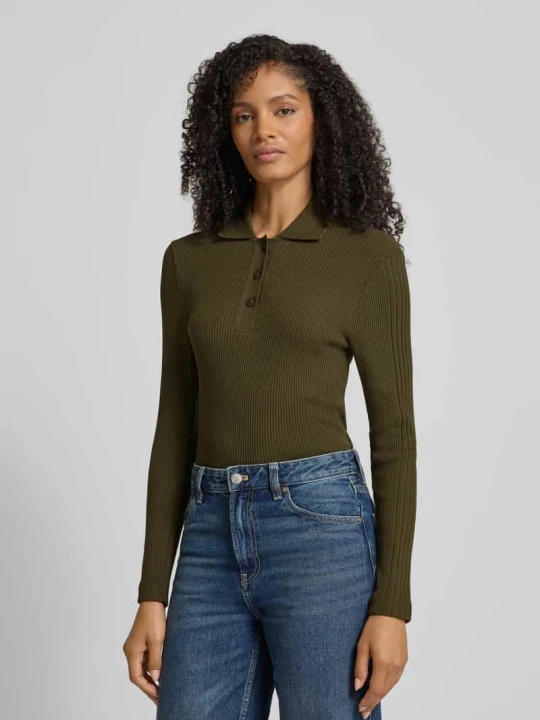 Zdjęcie produktu Koszulka polo o kroju slim fit z prążkowanej bawełny Marc O'Polo Khaki