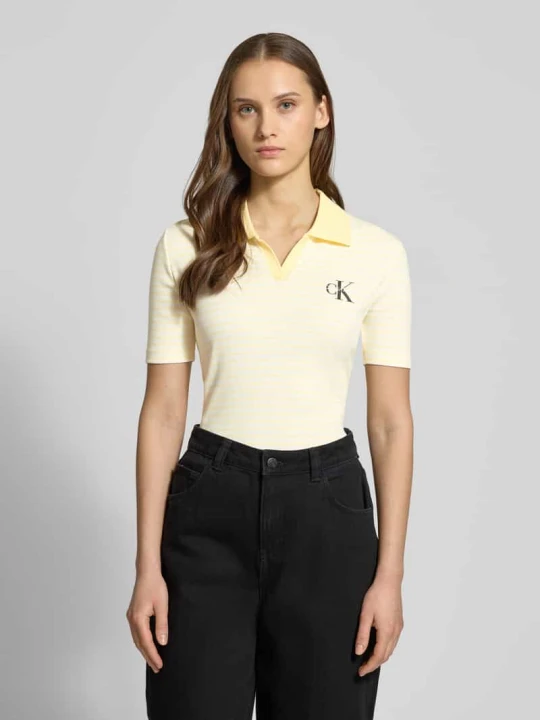 Zdjęcie produktu Koszulka polo o kroju slim fit z naszywanym logo Calvin Klein Jeans Jasnożółty