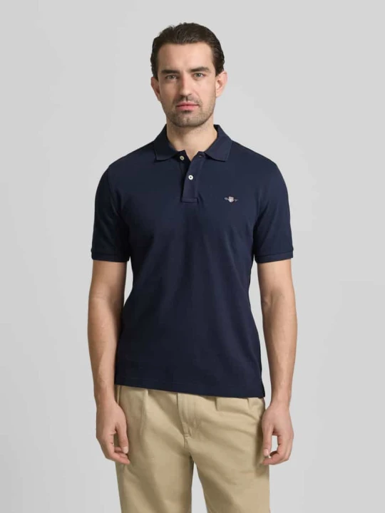 Zdjęcie produktu koszulka polo o kroju slim fit z wyhaftowanym logo Gant Granatowy