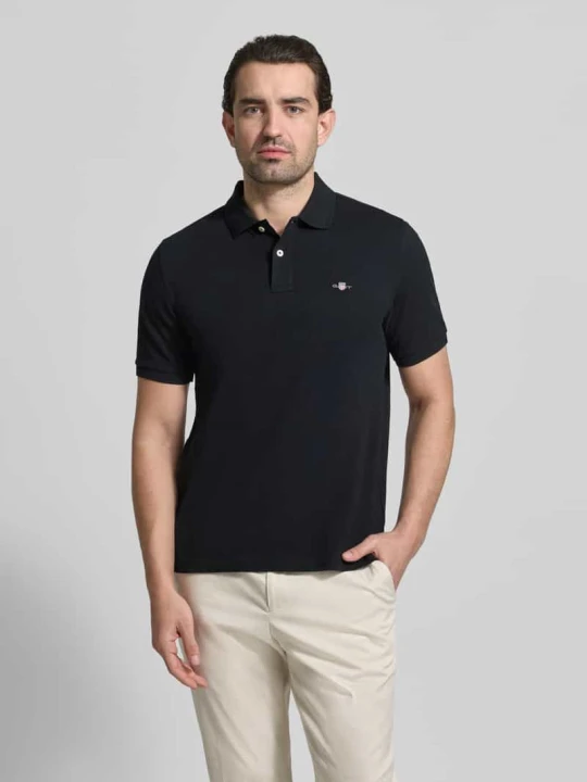 Zdjęcie produktu koszulka polo o kroju slim fit z wyhaftowanym logo Gant Czarny