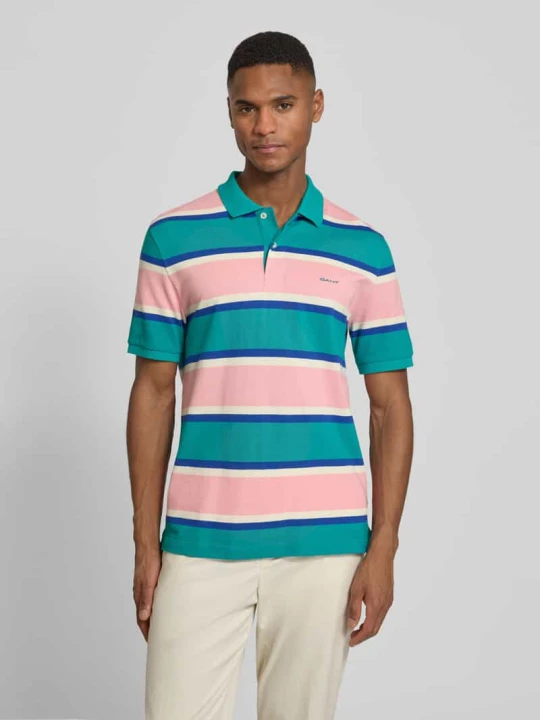 Zdjęcie produktu koszulka polo o kroju slim fit z wyhaftowanym logo Gant Turkusowy