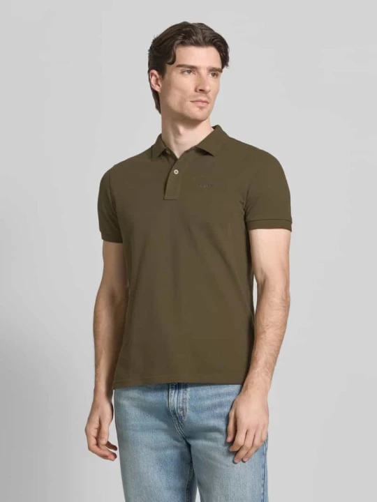 Zdjęcie produktu koszulka polo o kroju slim fit z wyhaftowanym logo Geox Oliwkowy