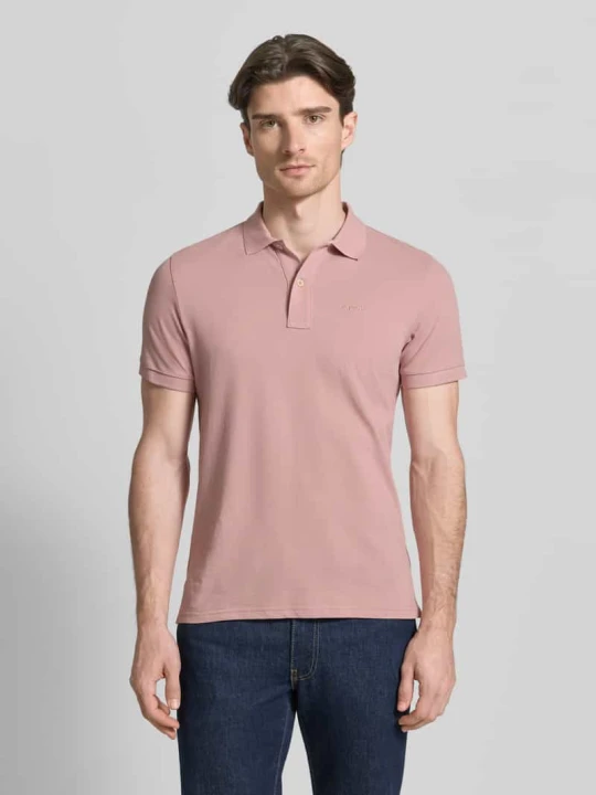 Zdjęcie produktu koszulka polo o kroju slim fit z wyhaftowanym logo Geox Brudnoróżowy