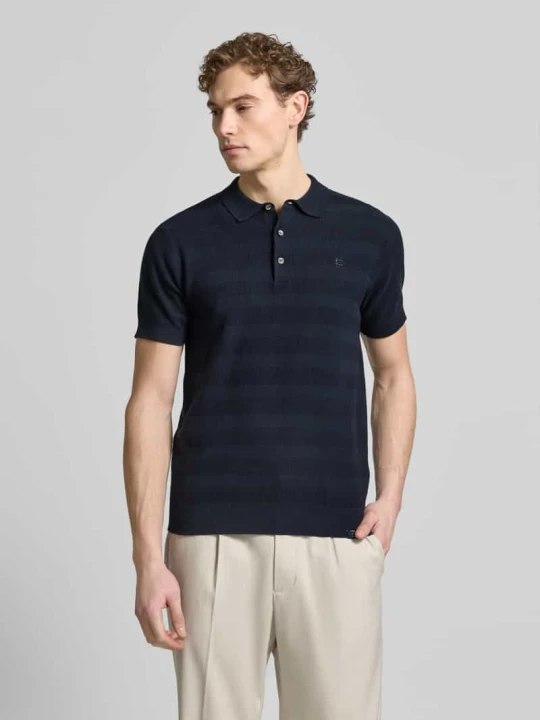 Zdjęcie produktu koszulka polo o kroju slim fit z wyhaftowanym logo Lerros Granatowy