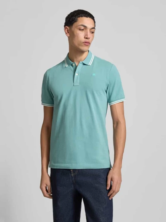Zdjęcie produktu Koszulka polo o kroju slim fit z wyhaftowanym logo model 'Dunda' G-Star Raw Turkusowy
