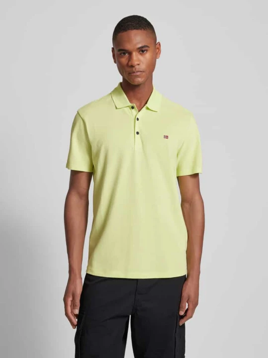 Zdjęcie produktu Koszulka polo o kroju slim fit z wyhaftowanym logo model ‘EALIS’ Napapijri Neonowy żółty