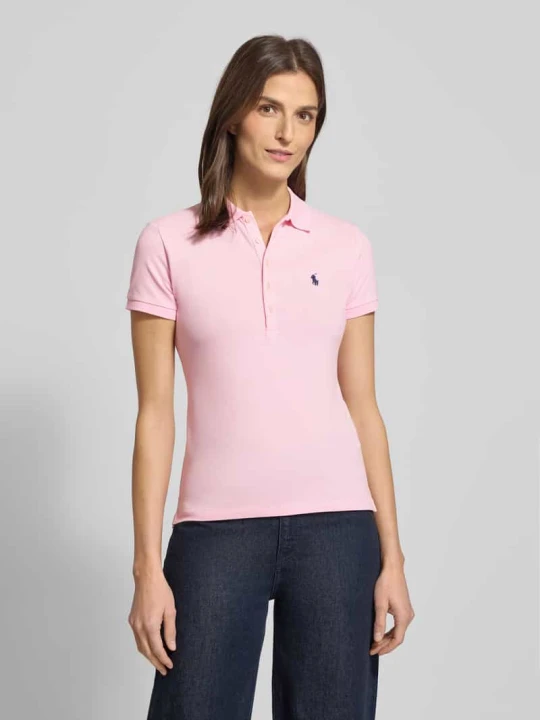 Zdjęcie produktu Koszulka polo o kroju slim fit z wyhaftowanym logo model ‘JULIE’ Polo Ralph Lauren Mocnoróżowy
